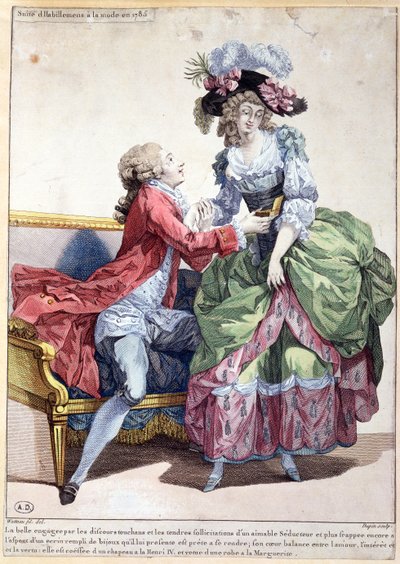 Fashion Plate of 1785 by Francois Louis Joseph Watteau